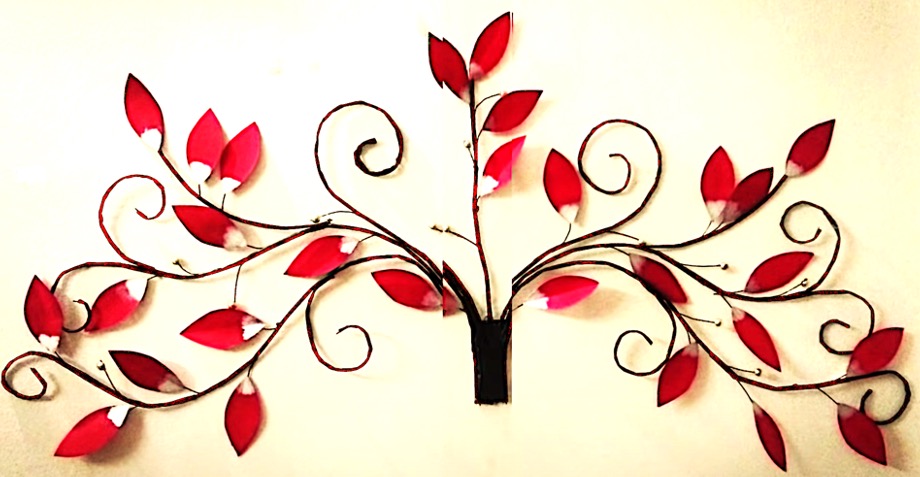 DIY Project - Red Leaf Cherry Blossom wall decor. Do it yourself project