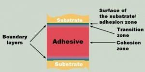 cross section of adhesives bonding substrates